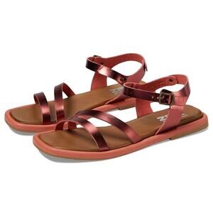 Bueno Women's 38/8 Coral Metallic Evie Leather Strappy Sandals Summer LB4-10